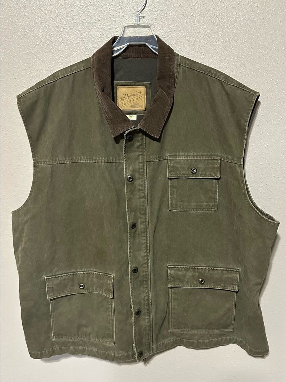 Vermont Country Store Barn Coat Vest Brown Corduroy Collar Men’s 4XL